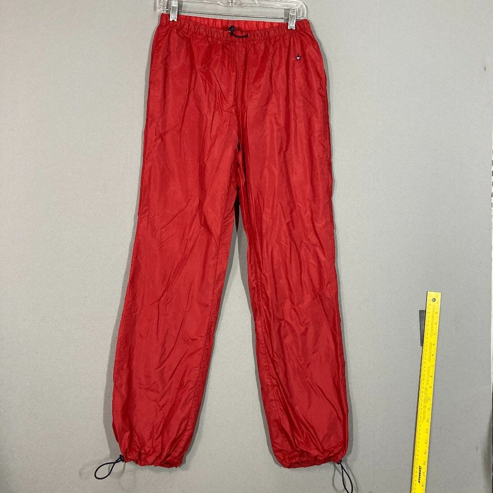 90s 2000s Y2K Vintage Tommy Hilfiger Red Sweatpants Swishy Cinchable Small